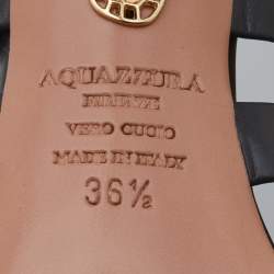 Pre Owned Aquazzura Black Leather Amazon Open Toe Lace Up Sandals Size 36.5