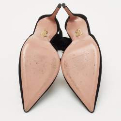 Pre Owned Aquazzura Black Suede Parisienne Bow Detail Pumps Size 37.5