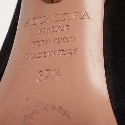 Pre Owned Aquazzura Black Suede Parisienne Bow Detail Pumps Size 37.5