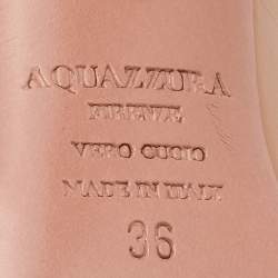 Pre Owned Aquazzura Beige Leather and Mesh Studded Pointed Toe Pumps Size 36