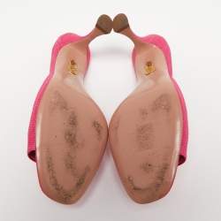 Pre Owned Aquazzura Pink Raffia Slide Sandals Size 39