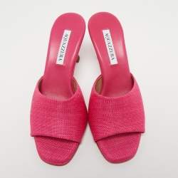 Pre Owned Aquazzura Pink Raffia Slide Sandals Size 39