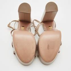 Pre Owned Aquazzura Beige Leather Strappy Platform Sandals Size 41