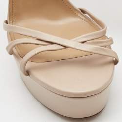 Pre Owned Aquazzura Beige Leather Strappy Platform Sandals Size 41