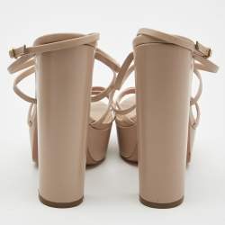 Pre Owned Aquazzura Beige Leather Strappy Platform Sandals Size 41