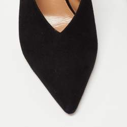 Pre Owned Aquazzura Black Suede Pointed Toe Slingback Sandals Size 39.5