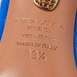 Pre Owned Aquazzura Blue Suede Wild Thing Ankle Wrap Sandals Size 39.5