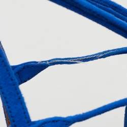 Pre Owned Aquazzura Blue Suede Wild Thing Ankle Wrap Sandals Size 39.5