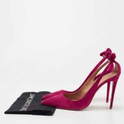 Pre Owned  Aquazzura Pink Suede Bow Tie Pumps Size 39.5