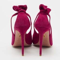 Pre Owned  Aquazzura Pink Suede Bow Tie Pumps Size 39.5
