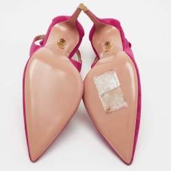 Pre Owned  Aquazzura Pink Suede Bow Tie Pumps Size 39.5