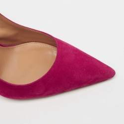 Pre Owned  Aquazzura Pink Suede Bow Tie Pumps Size 39.5