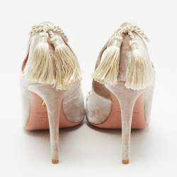 Pre Owned Aquazzura Grey Velvet Forever Marilyn Pumps Size 39