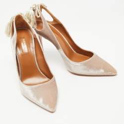 Pre Owned Aquazzura Grey Velvet Forever Marilyn Pumps Size 39