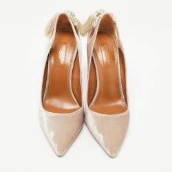 Pre Owned Aquazzura Grey Velvet Forever Marilyn Pumps Size 39