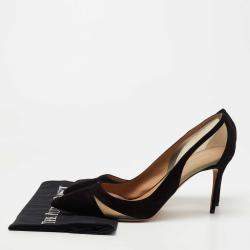 Pre Owned Aquazzura Black Suede And Mesh Savoy Pumps Size 41