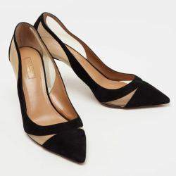 Pre Owned Aquazzura Black Suede And Mesh Savoy Pumps Size 41