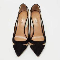 Pre Owned Aquazzura Black Suede And Mesh Savoy Pumps Size 41