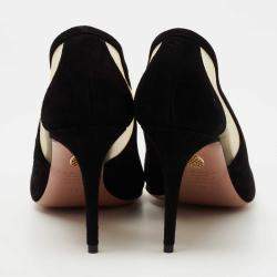 Pre Owned Aquazzura Black Suede And Mesh Savoy Pumps Size 41