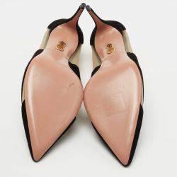 Pre Owned Aquazzura Black Suede And Mesh Savoy Pumps Size 41