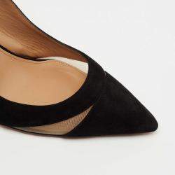 Pre Owned Aquazzura Black Suede And Mesh Savoy Pumps Size 41