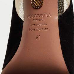 Pre Owned Aquazzura Black Suede And Mesh Savoy Pumps Size 41