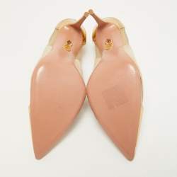 Pre Owned Aquazzura Beige/Gold Suede, Leather and Mesh Savoy Pumps Size 38