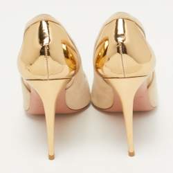 Pre Owned Aquazzura Beige/Gold Suede, Leather and Mesh Savoy Pumps Size 38