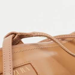 Pre Owned Aquazzura Pink Leather Embellished Tassel Wild Thing Ankle Tie Sandals Size 39