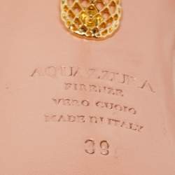 Pre Owned Aquazzura Pink Leather Embellished Tassel Wild Thing Ankle Tie Sandals Size 39