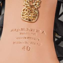 Pre Owned Aquazzura Black Leather Amazon Lace Up Sandals Size 40