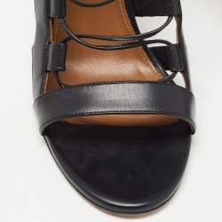 Pre Owned Aquazzura Black Leather Amazon Lace Up Sandals Size 40