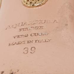 Pre Owned Aquazzura Brown Suede Wild Thing Fringe Ankle Wrap Block Heel Sandals Size 39