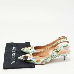 Pre Owned Aquazzura Multicolor Printed Fabric Slingback Pumps Size 41