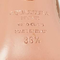 Pre Owned Aquazzura Beige Suede Block Heel Ankle Tie Sandals Size 36.5