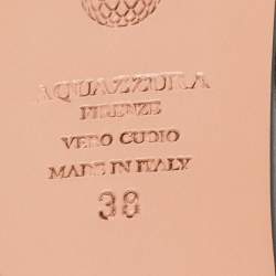 Pre Owned Aquazzura Black Satin Crystal Embellished Slide Sandals Size 38