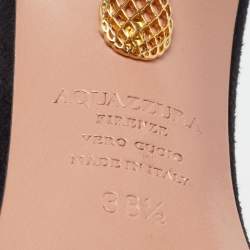 Pre Owned Aquazzura Black Suede Mon Cherie Ankle Tie Sandals Size 38.5