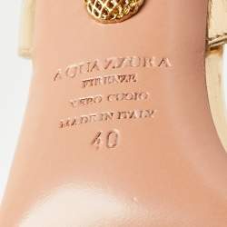 Pre Owned Aquazzura Gold Leather  Linda Ankle Strap Sandals Size 40