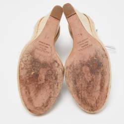 Pre Owned Aquazzura White Leather Alexa Wedge Espadrille Sandals Size 40