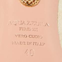 Pre Owned Aquazzura Gold Textured Leather Forever Marilyn Cut Out Tassel Detail Pumps Size 40