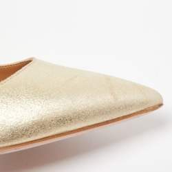 Pre Owned Aquazzura Gold Textured Leather Forever Marilyn Cut Out Tassel Detail Pumps Size 40