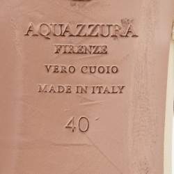 Pre Owned Aquazzura Cream Leather Bow Tie Pointed Toe Ballet Flats Size 40