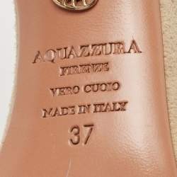 Aquazzura Beige Suede Wild Thing Fringe Ankle Wrap Sandals Size 37