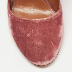 Pre Owned Aquazzura Pink Velvet Alix Ankle Strap Block Heel Pumps Size 38