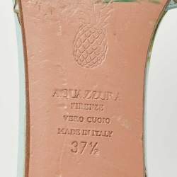 Pre Owned Aquazzura Green Brocade Fabric Slide Flats Size 37.5