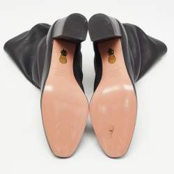 Pre Owned Aquazzura Black Leather Ankle Boots Size 38