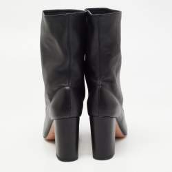 Pre Owned Aquazzura Black Leather Ankle Boots Size 38
