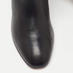 Pre Owned Aquazzura Black Leather Ankle Boots Size 38