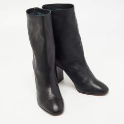 Pre Owned Aquazzura Black Leather Ankle Boots Size 38