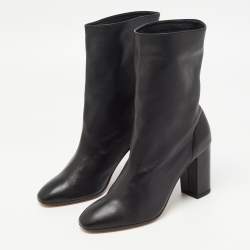 Pre Owned Aquazzura Black Leather Ankle Boots Size 38